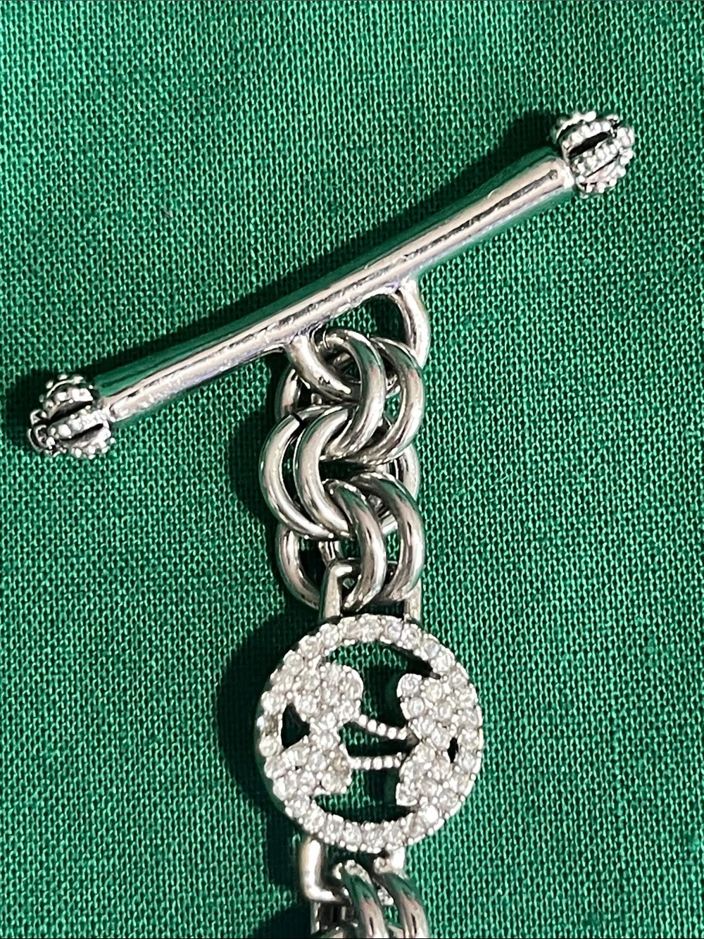 Juicy Couture Silver Crystal Link Bracelet with Heart Charm